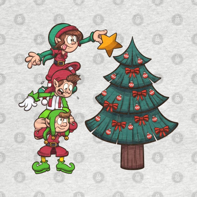 Christmas Elves Decorating Tree by TheMaskedTooner